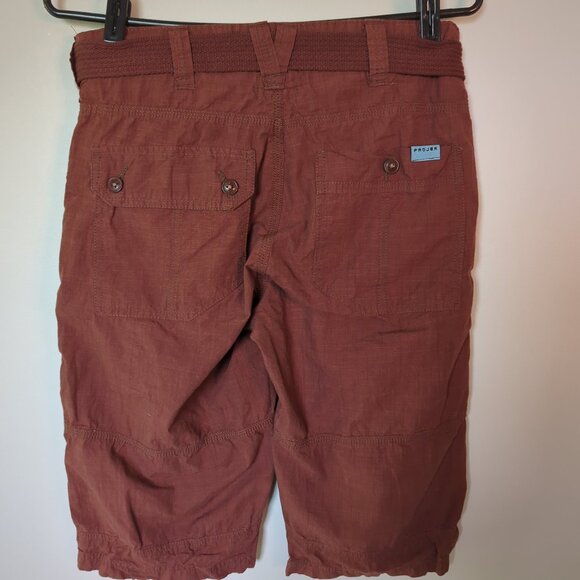 PROJEK RAW Men’s Solid Bungee Burgundy Cargo Capri Short, Size 30" - Picture 6 of 9